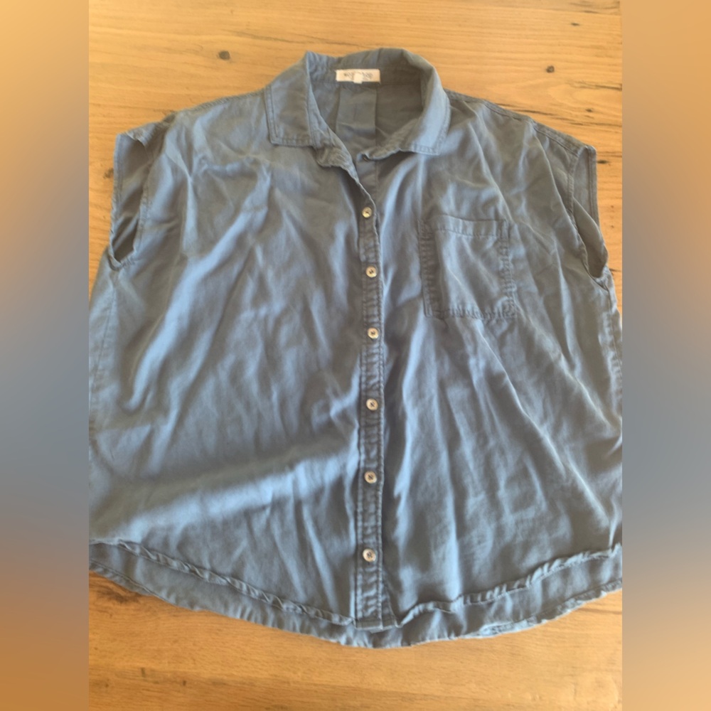 Workshop Short Sleeve‎ Button Down Shirt Dusty Blue Women’s Large Preloved